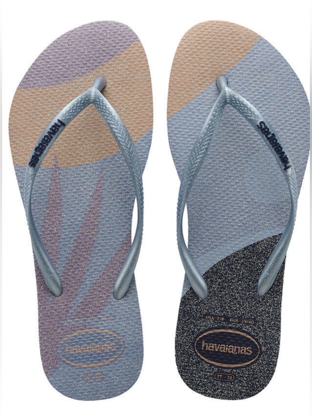 Havaianas Women's Slim Palette Glow Ashley Blue Flops